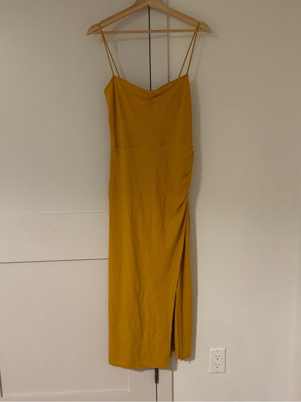 Reformation Women's Mustard Yellow Spaghetti Strap Midi Dress